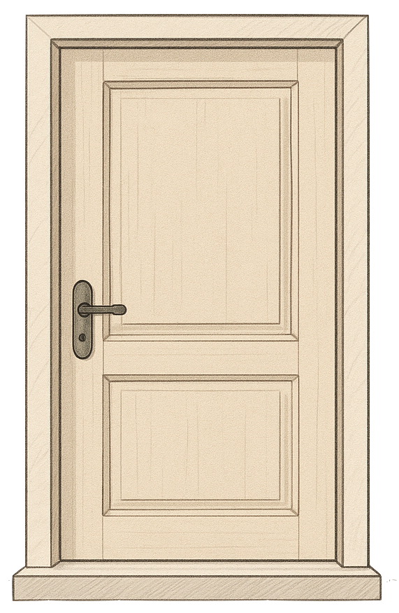 Puerta de entrada con las bisagras ocultas en el interior