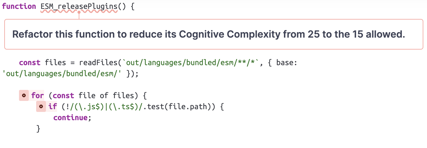 Incidencia de mantenibilidad por complejidad cognitiva en SonarQube